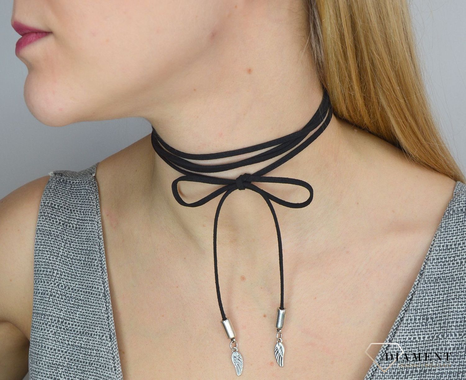 Naszyjnik choker damski czarny By Dziubeka skrzydełka NIL2001 ✓Biżuteria damska.jpg